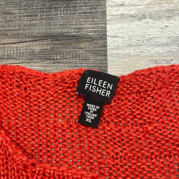 Eileen Fisher Deep Orange Hemp/Linen Crew Neck Tunic Sweater - Picture 4 of 10